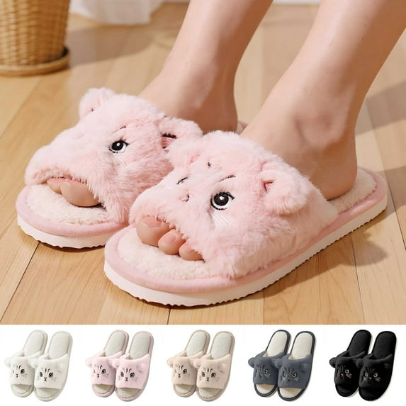 Fuzzy Women's Indoor Bedroom Slipper With Memory Foam, Gift For Women, Wool-Like House Shoe With Anti-Skid Rubber Sole For Ladies Pink 41