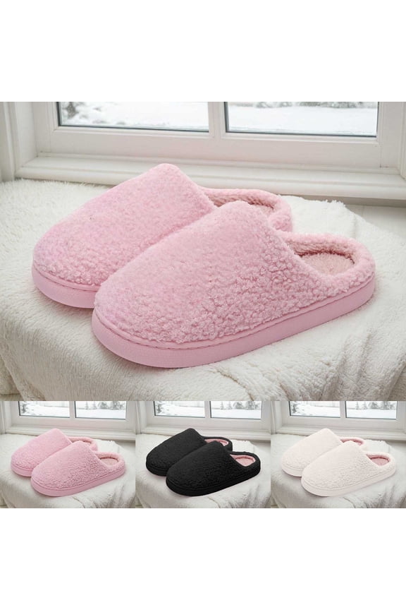 Fuzzy Women's Indoor Bedroom Slipper With Memory Foam Gift Women Wool Like House Shoe With Anti Skid Rubber Sole White 45