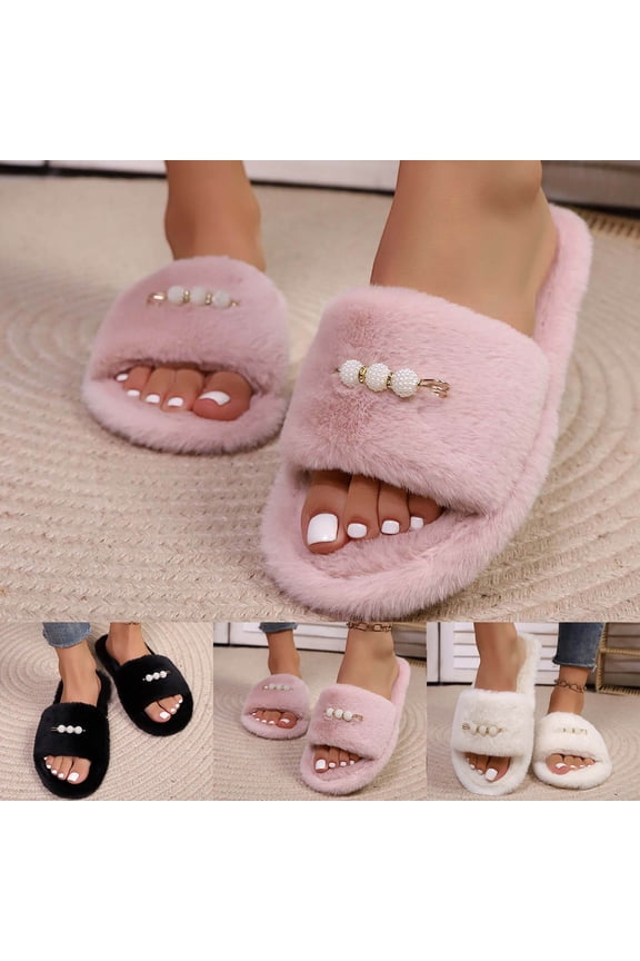 Fuzzy Womens Slippers Slip On Suede Mule Slipper Cozy Stylish Memory Foam Faux Fur Lining Wide Widths Available White 43