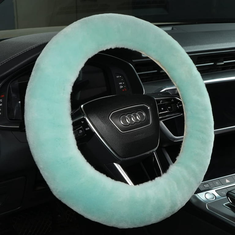 Zone Tech Fluffy Sheepskin Steering Wheel Cover