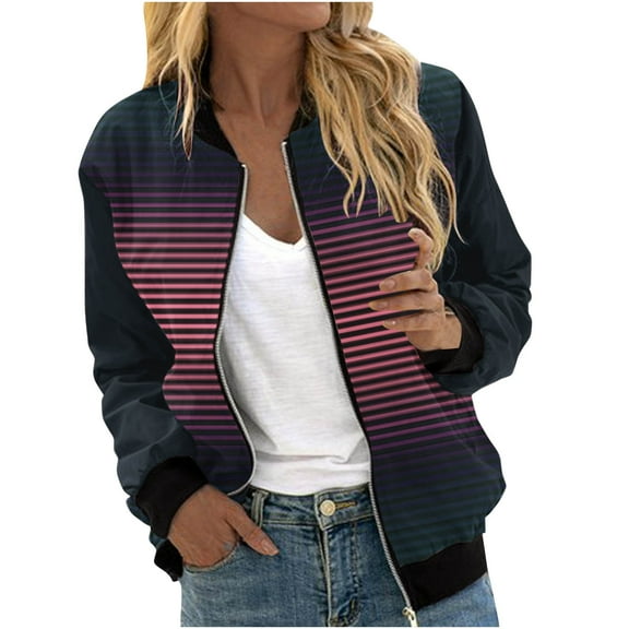 Fuzzy Zip up Hoodie Lady Women's Basetball Jacket Lightweight Zip up Jacket Casual Striped Jacket Coat Outerwear Windbreaker with Pockets S-155 Pink-a XL
