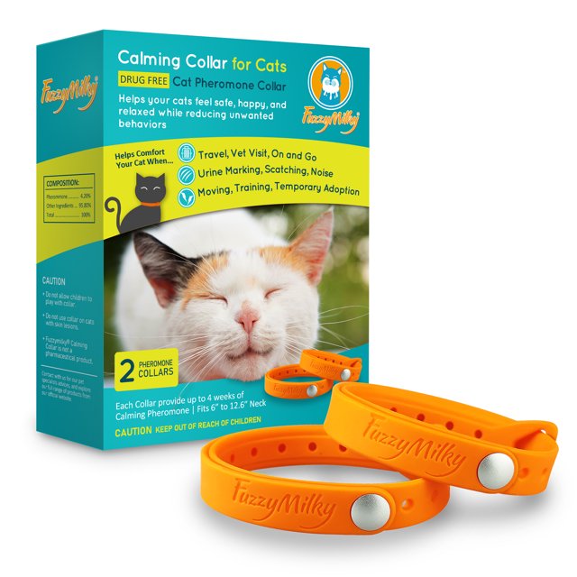 Fuzzymilky Cat Calming Collars 2 Packs Cat Collar Infused with