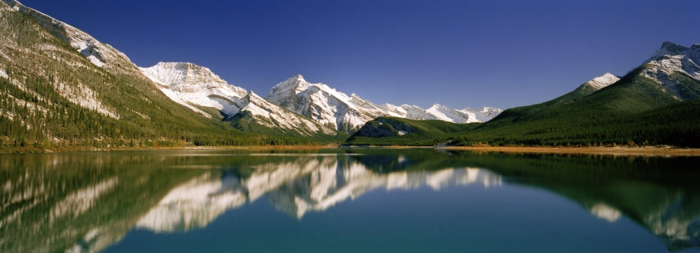 Fv2041 Natural Moments Photography Panoramic Lake And Mountain Range Canvas Art - Darwin Wiggett Design Pics (27 x 9)