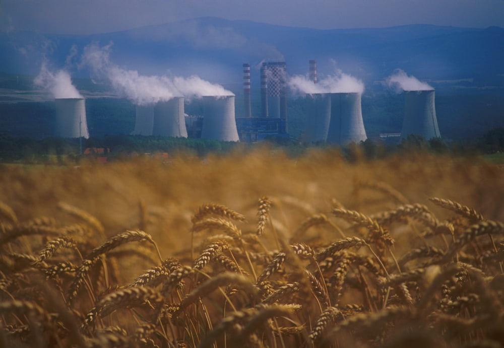 Fv2546 David Nunuk Wheat Fields And Coal Burning Power Plants In Poland Canvas Art - David Nunuk Design Pics (32 x 22)