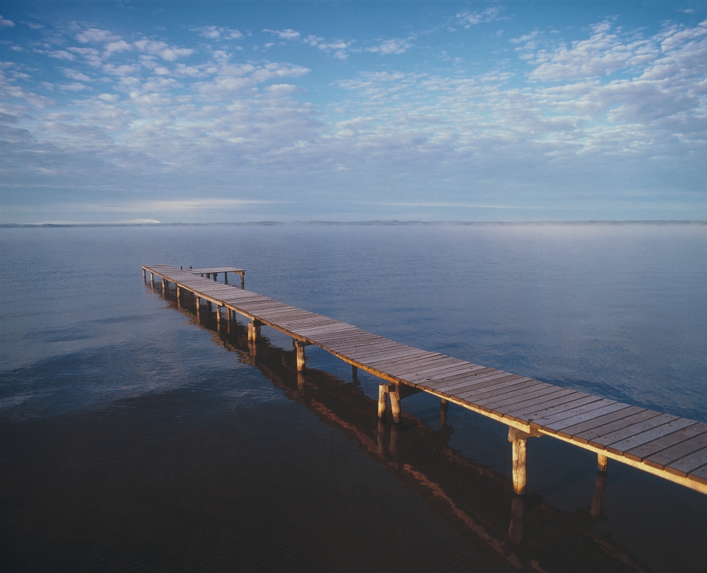 Fv2549 Mattthew Plexman Long Dock Out Into Calm Lake Canvas Art - Matthew Plexman Design Pics (30 x 24)