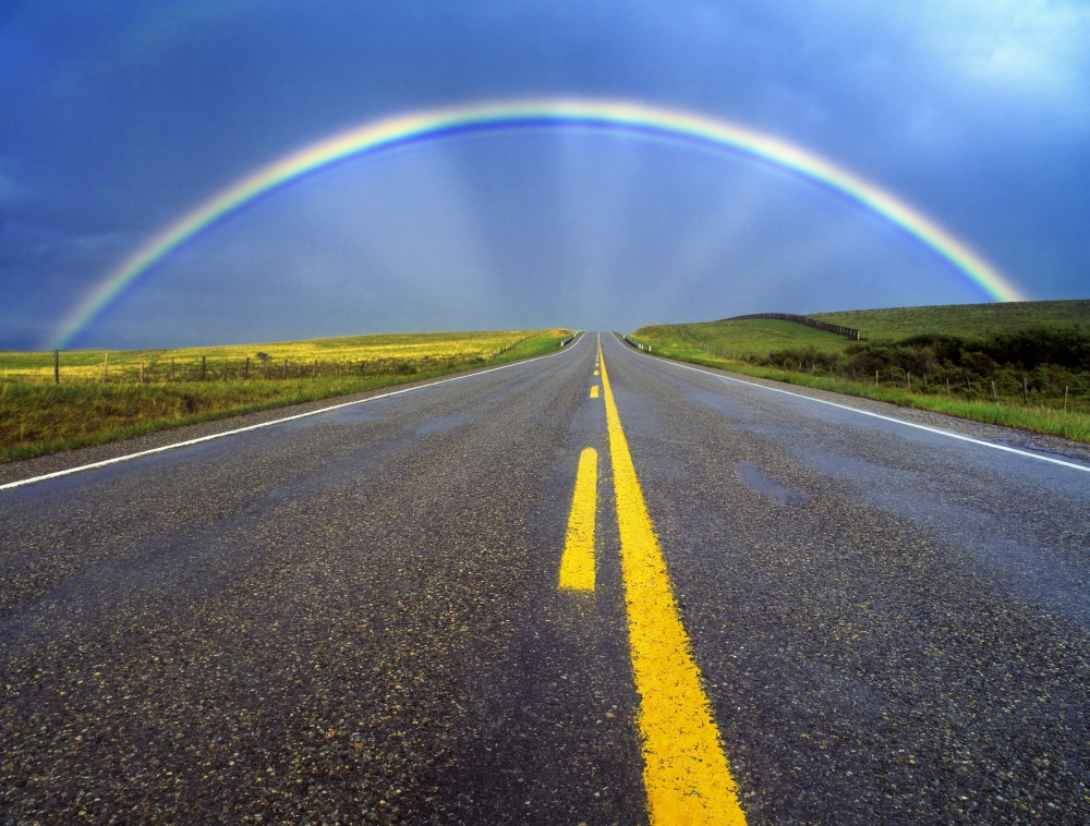 Fv3551 Natural Moments Photography Road And Rainbow Canvas Art - Darwin Wiggett Design Pics (17 x 13)