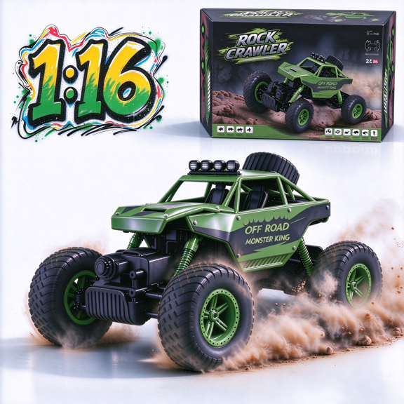 FvMuCore 1:16 RC Rock Crawler, 2.4GHz 4WD off-road Monster Truck Toy in Gift Box, Birthday and Holiday Gift for Kids