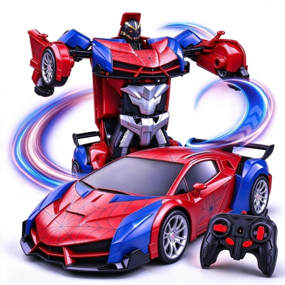 FvMuCore 1:18 Spider RC Car Transform Robot, 2.4GHz Remote Control Spider Cars for Kids, 360°Rotation, Auto Mode, Rechargeable Battery