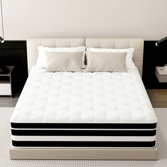 Fvcklrae 14 inch Full Mattress,Gel Memory Foam & Spring Hybrid Medium Comfort Full Size in a Box , Pressure Relief, Motion Isolation,CertiPUR-US