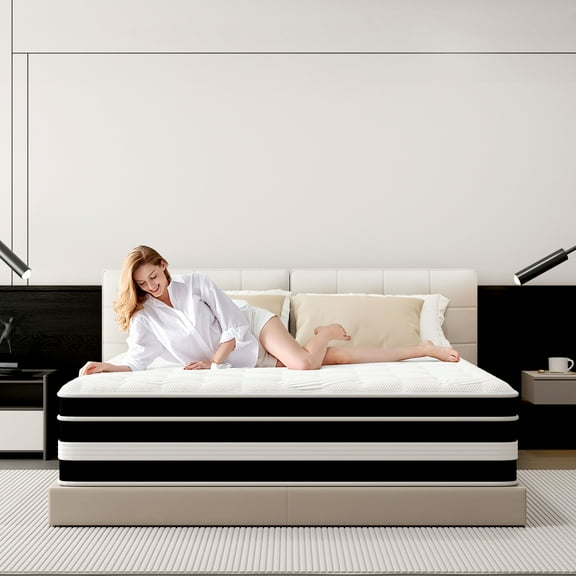 Fvcklrae 12 inch King Mattress,Gel Memory Foam & Spring Hybrid Medium Comfort King Size in a Box , Pressure Relief, Motion Isolation,CertiPUR-US