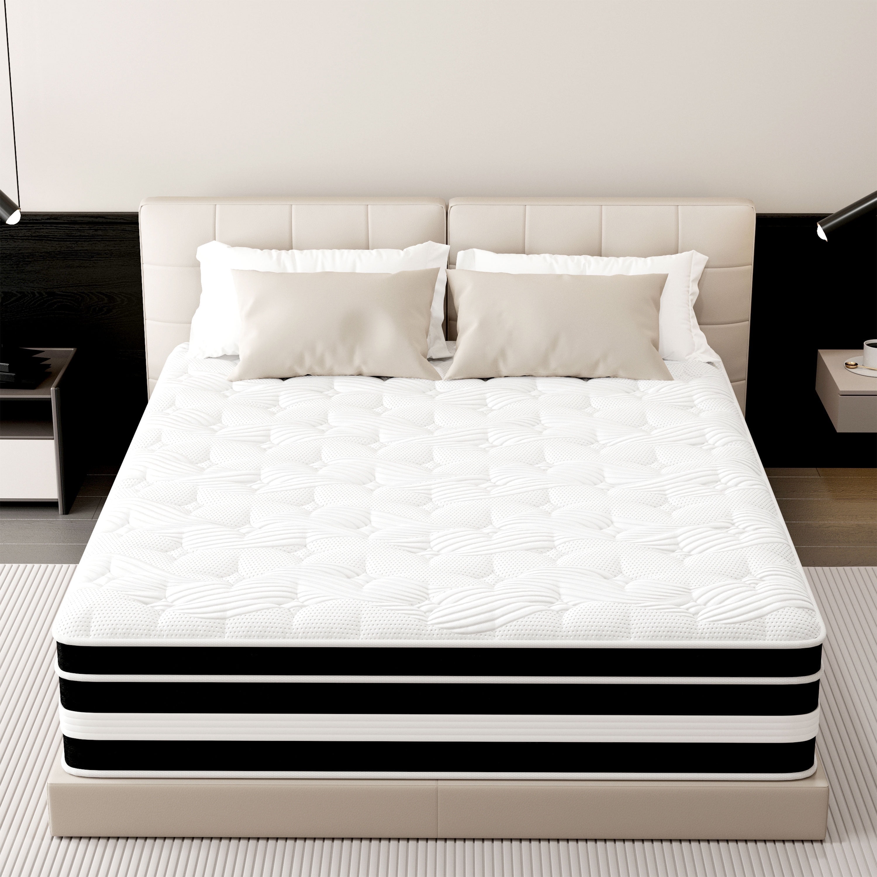 Fvcklrae 14 inch Queen Mattress,Gel Memory Foam & Spring Hybrid Medium ...