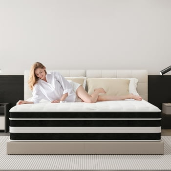 14 inch Queen Mattress,Gel Memory Foam & Spring Hybrid Medium Comfort Queen Size in a Box , Pressure Relief, Motion Isolation,CertiPUR-US