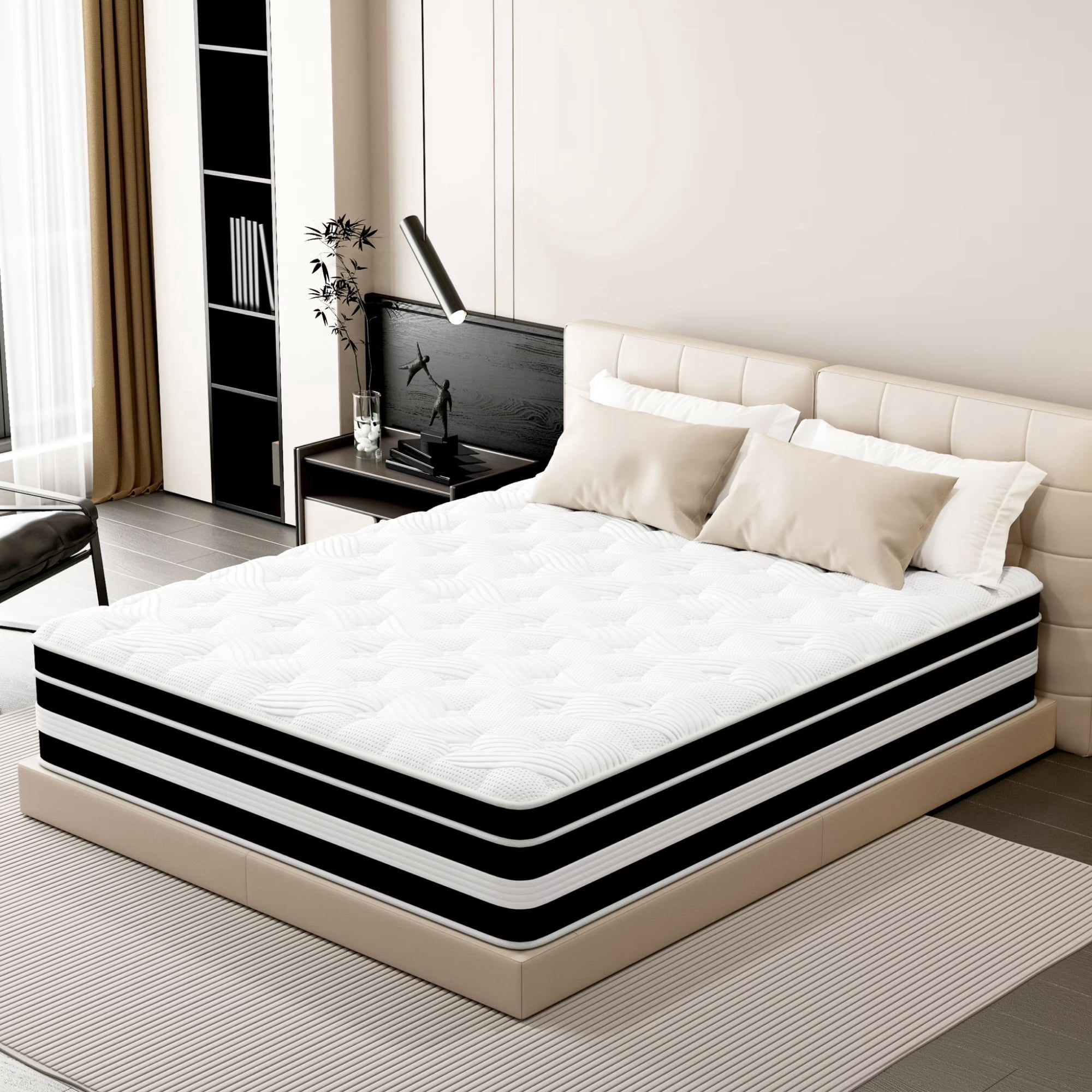 12 inch Twin Mattress,Gel Memory Foam & Spring Hybrid Medium Comfort Twin Size in a Box , Pressure Relief, Motion Isolation,CertiPUR-US