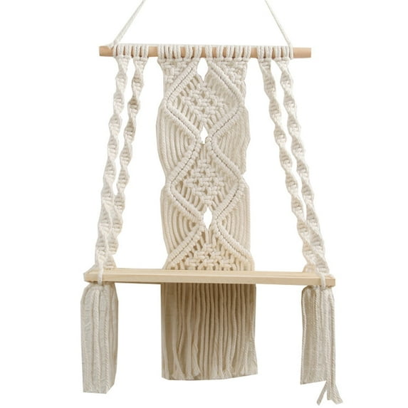Fvkrnyz Macrame Wall Hanging Shelf,Wall Hanging Plant Decor Shelf Indoor Outdoor Floating Wood shelve Decorative Hand Made Rope Boho Shelving for Plants