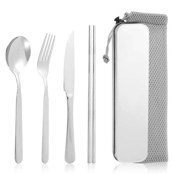 Jetcloudlive Travel Utensils Set with Case, Portable Travel Cutlery Set Reusable Stainless Steel Silverware Set for Work Camping Dishwasher Safe