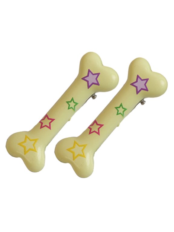 Candy Color Barrettes Bone Hair Clips 2 Pcs Hairpins Bone Clips Star Print Slip Resistant Smooth Anti Rust Hair Fixation Decoration