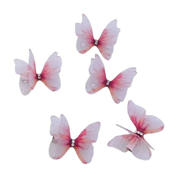 Fvsianol Decorative Hair Pins 3D Butterflies Design Hair Clips 5Pcs Girl Butterflies Decor Hair Pins Double Sided 3D Butterflies Design Hair Clips slip Hairpins Hair Styling Tool