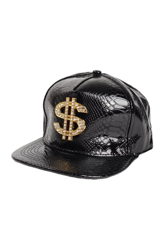 Faux Leather Baseball Hat Adjustable Strap Baseball Cap Baseball Hip Hop Skin Texture Decor Adjustable Buckle Cash Sign Protection UV Glossy for Street Dance Hippie Outdoor