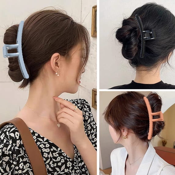 Fvsianol Hair Claw Big Hair Clip Frosted Non slip Hair Claw Spring Design Solid Color Simple Large Hair Clamp Styling Tool