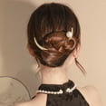 thumbnail image 1 of Fvsianol Hair Stick Faux Pearl Hair Fork Women Hair Fork Ancient Style Faux Pearl Decor Non slip Hair Ornament Alloy Moon Shaped Hair Jewelry, 1 of 8