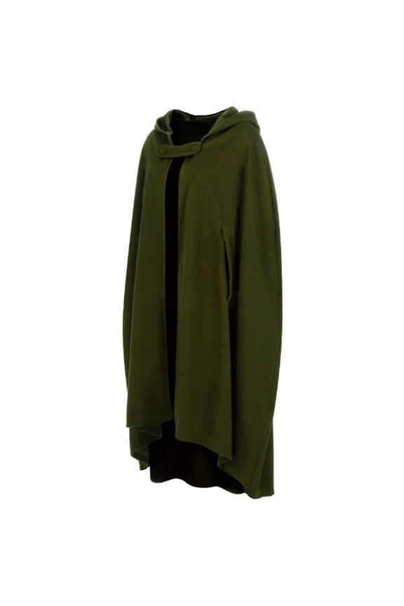 Hooded Button Closure Poncho Long Waterproof Poncho Women Winter Cloak Thick Loose Warm Windproof Lengthened Hooded Ponchos