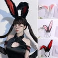 thumbnail image 1 of Fvsianol Rabbit Ear Hair Hoop Rabbit Ear Headband Rabbit Ear Hair Hoop Lolita Long Bunny Ears Plush Contrast Color Cosplay Elastic Furry Hair Hoop Headdress, 1 of 7