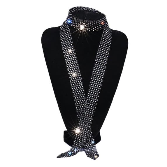 Fvsianol Rhinestone Embellished Tie Hollow Out Tie Men Tie Long Adjustable Hollow Out Exquisite Lightweight Dance Stage Show Performance Necktie