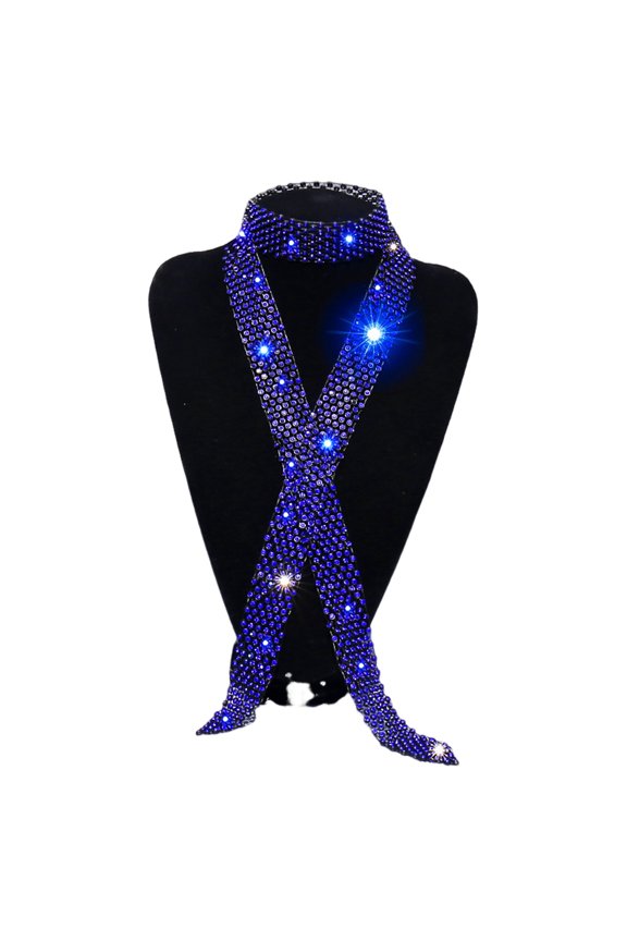 Rhinestone Embellished Tie Hollow Out Tie Men Tie Long Adjustable Hollow Out Exquisite Lightweight Dance Stage Show Performance Necktie