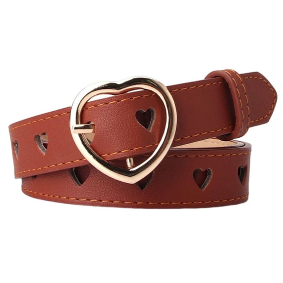 Fvsianol Sweet Girl Dress Belt Versatile Women Belt Women's Heart shaped Buckle Belt Hollow Design Waistband Faux Leather Adjustable Length Belt Fashion Accessories