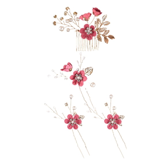 Fvsianol Wedding Hairpins Rhinestone Hair Clips Bridal Hair Jewelry Set 4Pcs/Set Hairpins Hair Sticker Side Comb Wedding Hair Clips Hair Jewelry for Bride Headwear