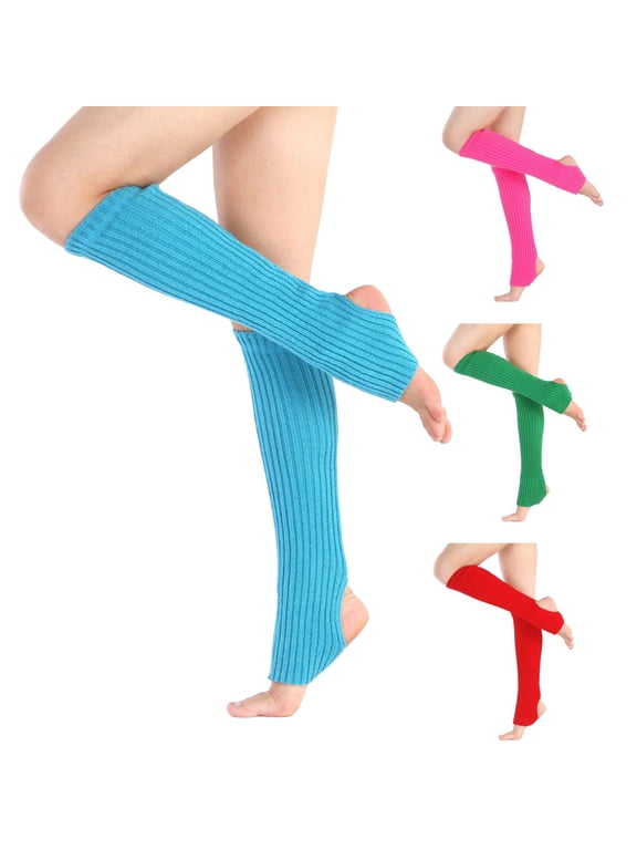 Women Knee Length Toeless Socks Winter Warm Socks 1 Pair Latin Open Heels Elastic Soft Foot Protection Solid Color Toeless Modern Dance Leg