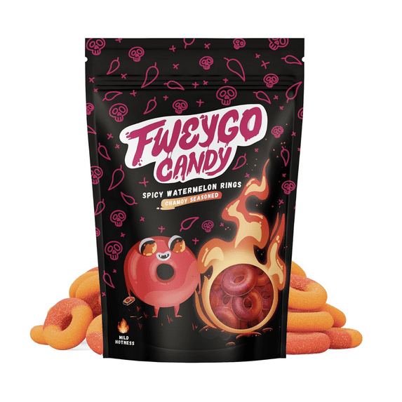 Fweygo Chamoy Candy Watermelon Rings, Authentic Mexican Candy, TikTok Candy, Chamoy Gummy Candy, Tajin Candy with a Perfect Balance of Sweet & Spicy, 5 oz