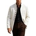 thumbnail image 1 of Fwqbns Men's Casual Blazer Jackets Long Sleeve Mandarin Collar Button Up Jacket Business Dress Sport Coats White, 1 of 9