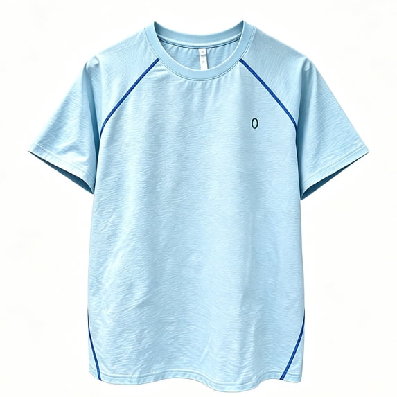 Fwqbns Men's Raglan Sleeve Quick Dry T-Shirt Moisture Wicking Athletic Workout Tee Short Sleeve Running Shirt Light Blue