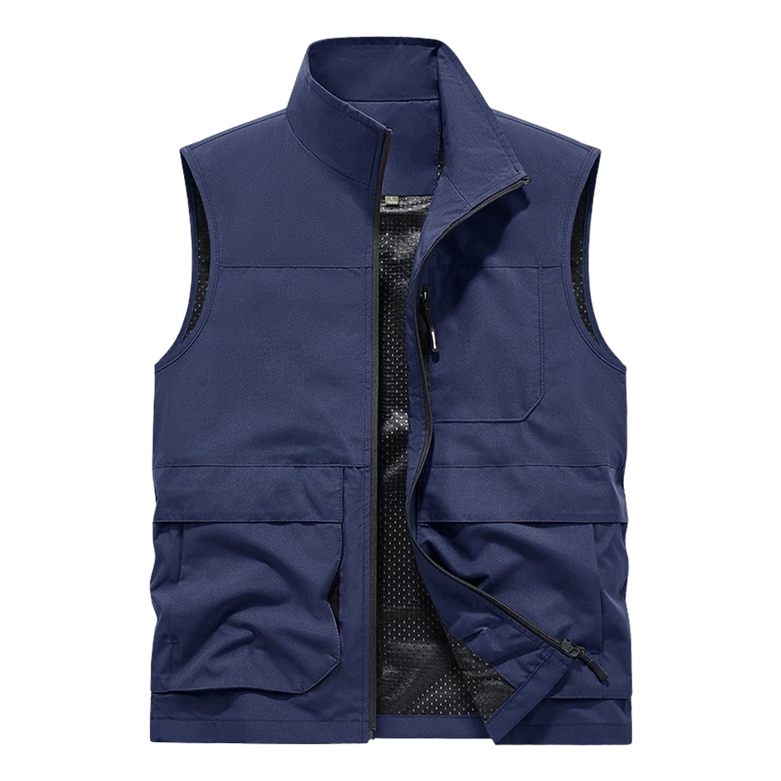Fwqbns Men's Solid Color Sleeveless Zipper Cardigan Jacket with