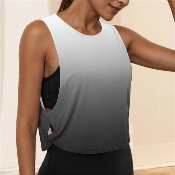 Fwqbns Women's Large Armhole Tank Tops, Loose Crop Sleeveless Shirts, Athletic Workout Yoga Running Gym Casual Daily Activewear for Ladies