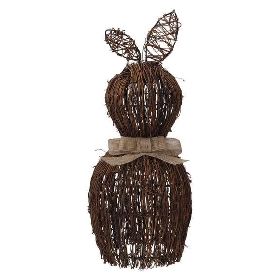 Fwttom 17" Wicker Easter Bunny Simulation Rattan Bunny Outdoor Spring Farmhouse Small Rabbit Decor for Home Table Kitchen Porch