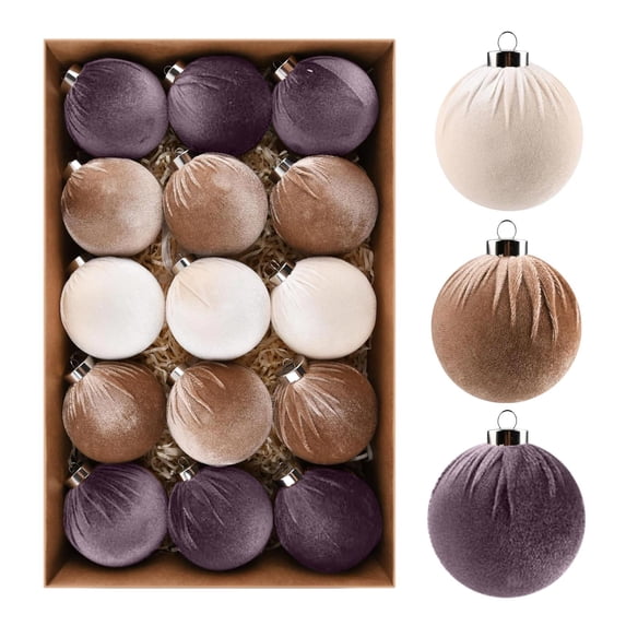 Fwttom 15pcs Christmas Ball Ornaments for Christmas Tree, Fashion Velvet Christmas Ornaments, 3.15" Shatterproof Christmas Ornaments Set for Party Wedding Christmas Decocrations Holiday Gifts