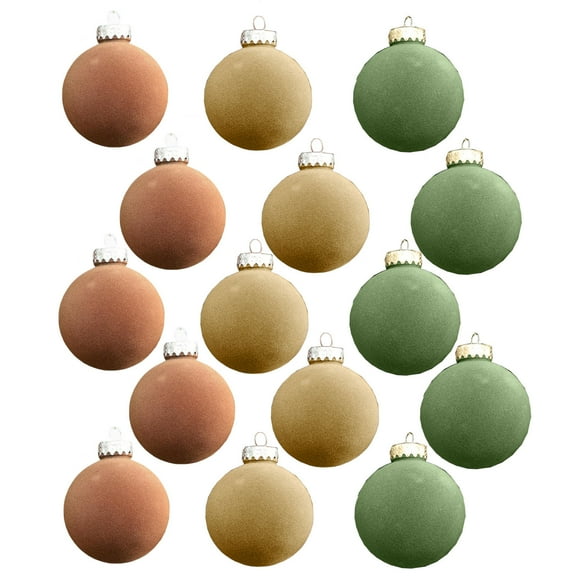Fwttom 15pcs Christmas Ornaments, Flocking Christmas Ball Ornaments for Xmas Tree, Christmas Tree Ornaments for Wedding Party Christmas Decorations, 2.4" Fashion Holiday Gifts