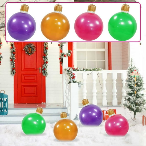 Fwttom 19.6" Christmas Inflatables Christmas Balls, Colorful Inflatable Christmas Decorations, Holiday Blow Up Christmas Decorations Outdoor for Garden, Patio, Yard & Home