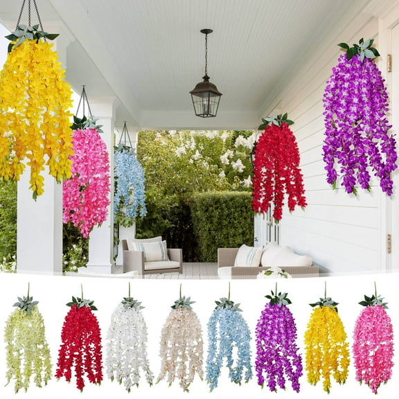 Fwttom 2.8 FT Artificial Flowers Vines, Simulation Long Branch Wisteria Flower Interior Living Room Decoration Hanging Pendant Arch Ceiling Hanging Flowers Vines, Mother's Day Gifts