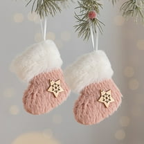 Fwttom 2 Pcs Small Christmas Stockings, Soft Knit Christmas Stockings, Cute Stockings Christmas Decorations for Christmas Tree Pendants, Holiday, Party, Mantel, Banister