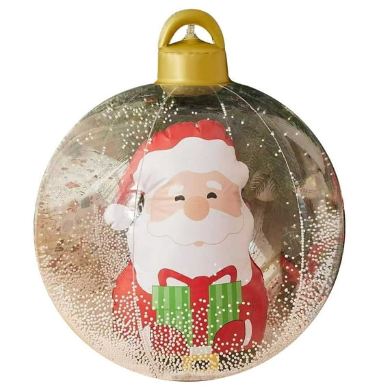 Fwttom 23.6" Christmas Inflatables, Luminous Transparent Santa Claus Inflatable Christmas Decorations, Xmas Balls Blow Up Christmas Decorations Outdoor for Garden, Patio, Yard, Holiday, Party
