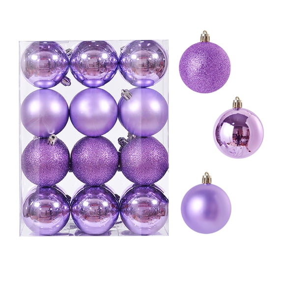 Fwttom 24 pcs Christmas Ball Ornaments Set, Multi-style Frosted Bright Matte Christmas Shatterproof Ball with Strings, Christmas Balls for Holiday, Xmas Tree, Party, Home Hanging Decor