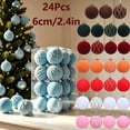 thumbnail image 1 of Fwttom 24pcs Flocked Christmas Ball Ornaments Set Shatterproof Hanging Merry Christmas Tree Decorations for Holiday Xmas Decor, Blue, 1 of 9