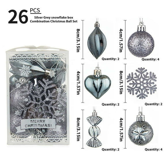 Fwttom 26pcs Christmas Ornaments Set - Painted Alien Christmas Ball Ornaments, Shatterproof Christmas Tree Ornaments for Wedding Party Christmas Decorations, Holiday Gifts