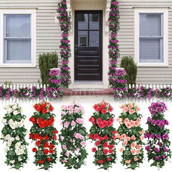 Fwttom 3.1 FT Fake Rose Vine Artificial Flowers for Decoration, Faux Silk Flowers Trailing Orchid for Home Outside Porch Garden Yard Patio Decor , Mother's Day Gifts