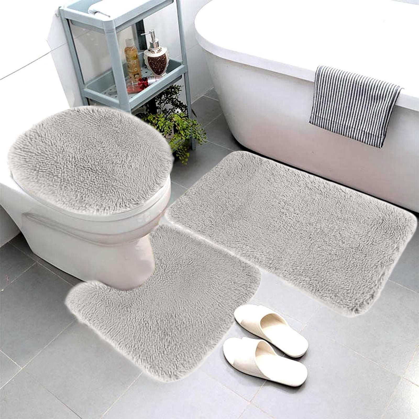 Water Absorption Rug Fwttom 3 Pcs Bathroom Rugs Set, Non Slip Soft Water Absorption Thick ...
