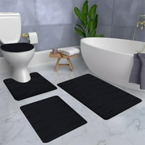 Fwttom 4 Pcs Non Slip Bathroom Rugs Set, Soft Water Absorption Thick Solid Color Floor Mats, Washable Easy To Dry All-Season Universal Bath Mats for Bathroom Toilet Mats