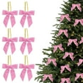 thumbnail image 1 of Fwttom 6 Pack Velvet Bows for Christmas Tree - Hanging Ornaments Pink Christmas Bows for Wreaths, Holiday Party Xmas Decorations, 1 of 8